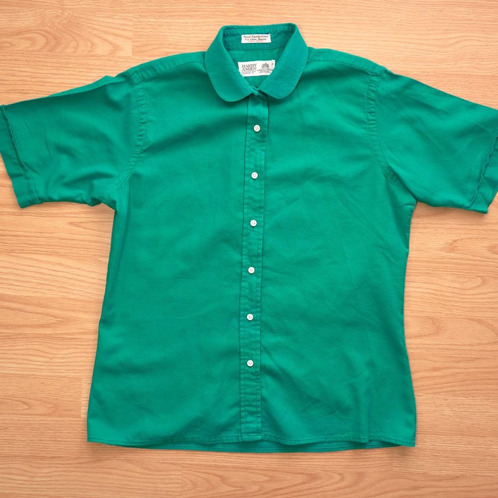 Vintage HARDY AMIES London Women's Button Up Shirt Top, Size M, Made in England